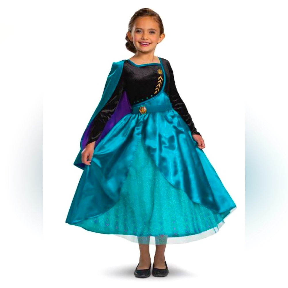 DISNEY FROZEN II 🖤💜ANNA💜🖤 DELUXE COSTUME SIZE SMALL (4-6X) 🌟NWT🌟